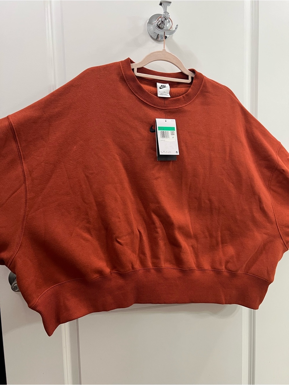 Nike Women's Rust Orange Cropped Crewneck Oversized Fit Sweatshirt Size XL - Picture 5 of 8
